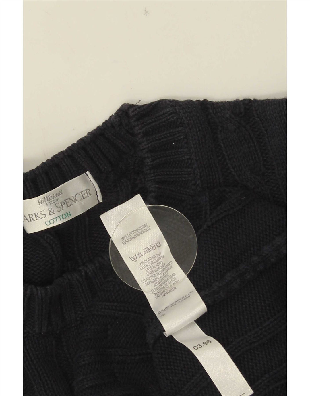 Marks & Spencer Mens Crew Neck Jumper Sweater Medium Navy Blue Cotton