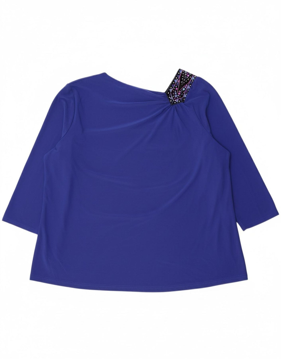 BOB MACKIE Womens Oversized 3/4 Sleeve Blouse Top UK 18 XL Blue Polyester