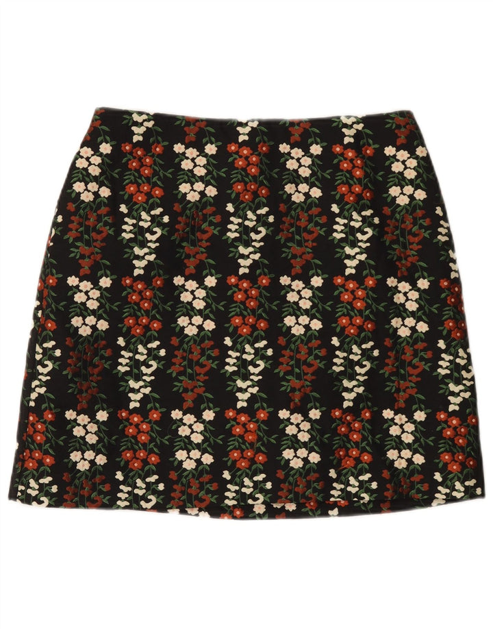 Oasis Womens Mini Skirt UK 12 Medium W30  Black Floral Polyester