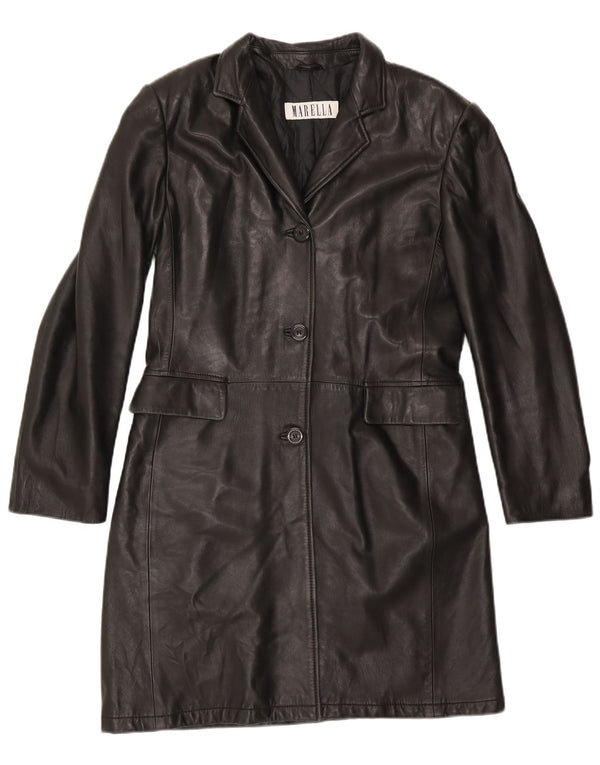 Marella Γυναικείο Δερμάτινο Παλτό UK 12 Medium Black Leather