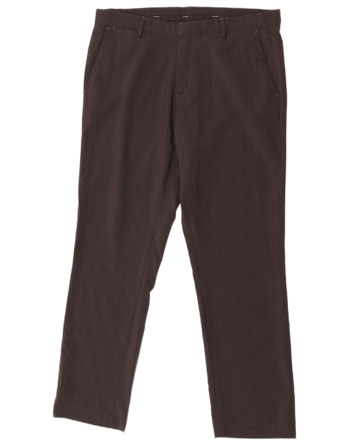 Calvin Klein Herre lige jakkesæt bukser W35 L30 brun polyester