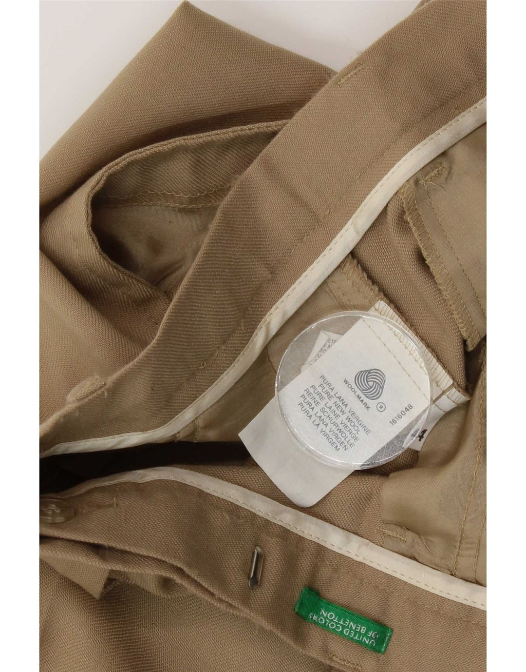 Benetton Womens Straight Suit Trousers IT 44 Medium W28 L31 Beige