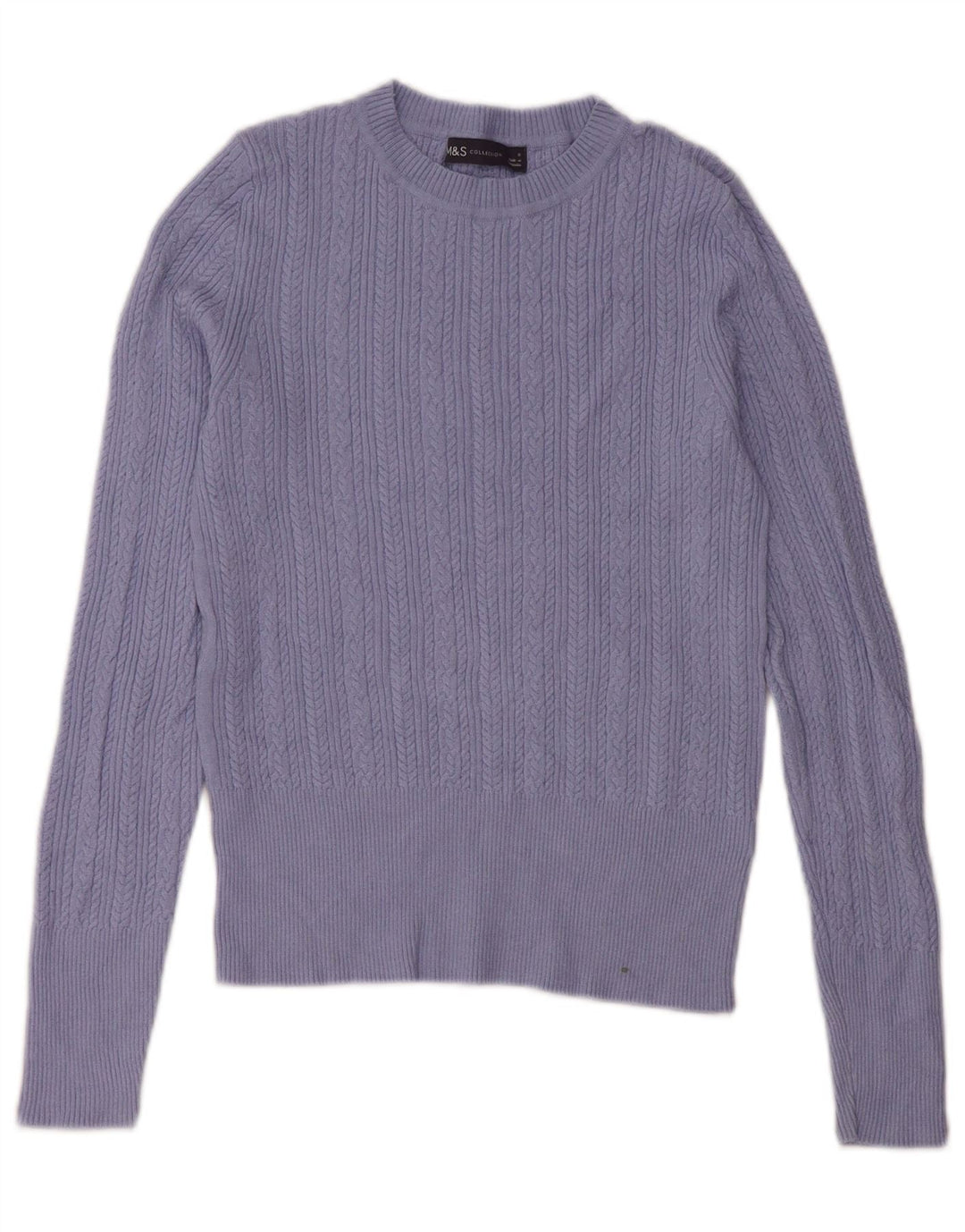 Marks & Spencer Womens Crew Neck Jumper Sweater UK 8 Small Blue Viscose