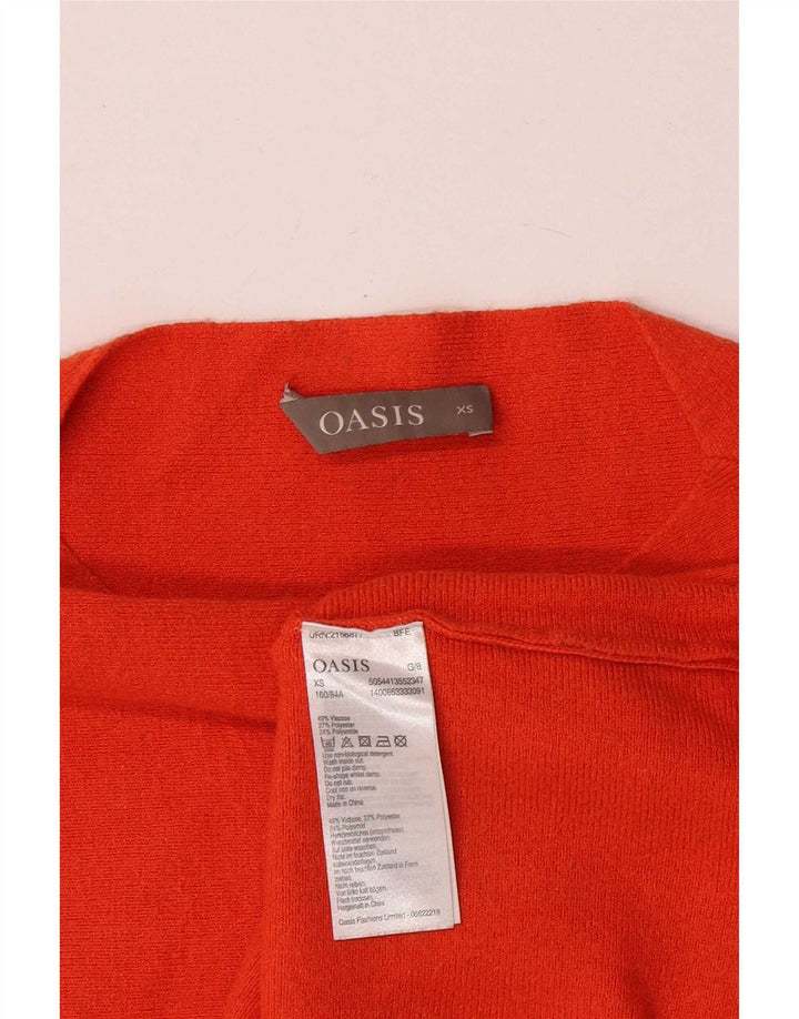 Oasis Womens Top Long Sleeve UK 6 XS Orange Viscose