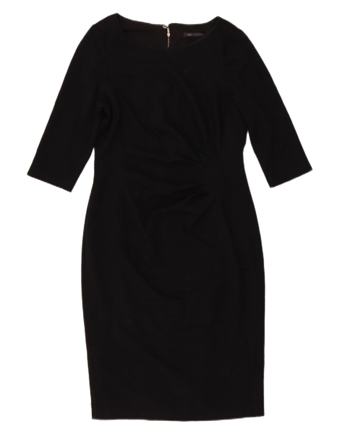 Marks & Spencer Womens 3/4 Sleeve Sheath Dress UK 16 Large Black Polyester