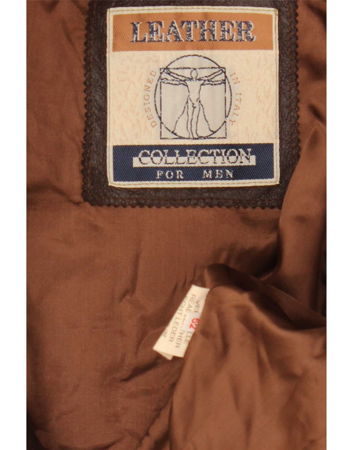 Vintage Mens Leather Jacket IT 52 XL Brown