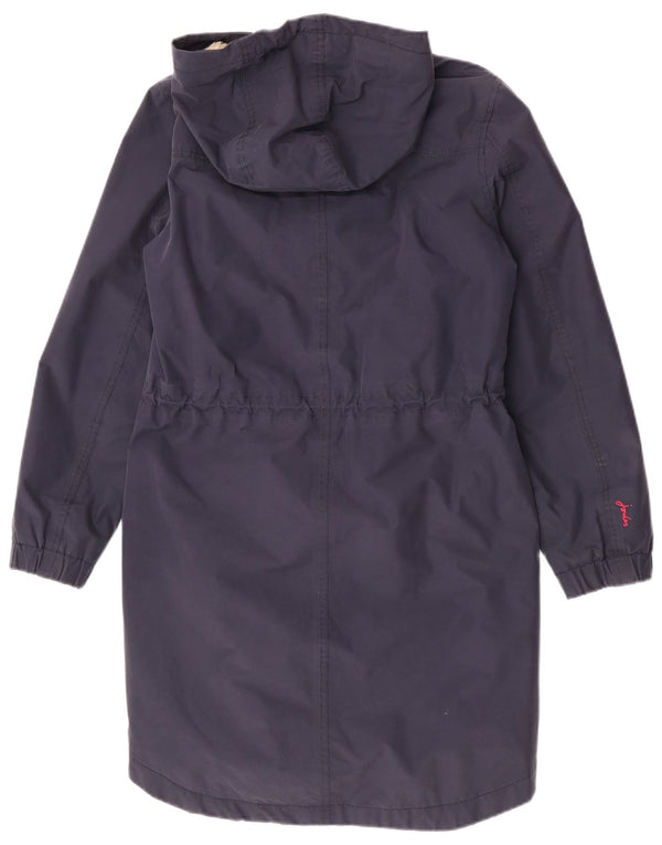 Joules Womens Hooded Parka Jacket UK 10 Small Navy Blue Cotton