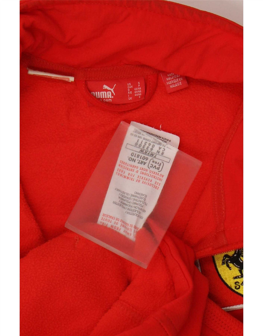 Puma Mens Ferrari Graphic Tracksuit Top Jaqueta Pequena Poliéster Vermelho