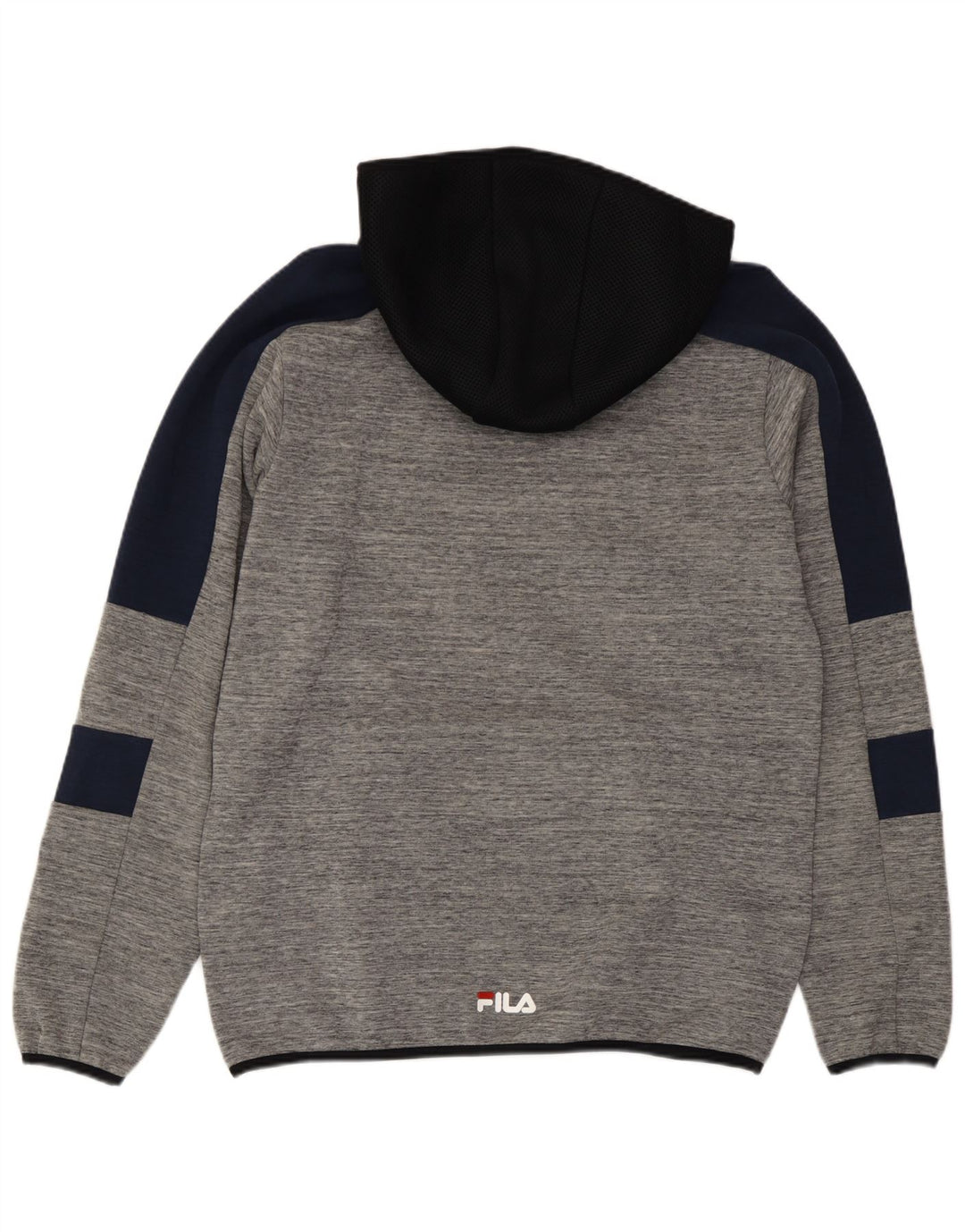Fila Mens Graphic Hoodie Jumper Medium Grey Colourblock Cotton