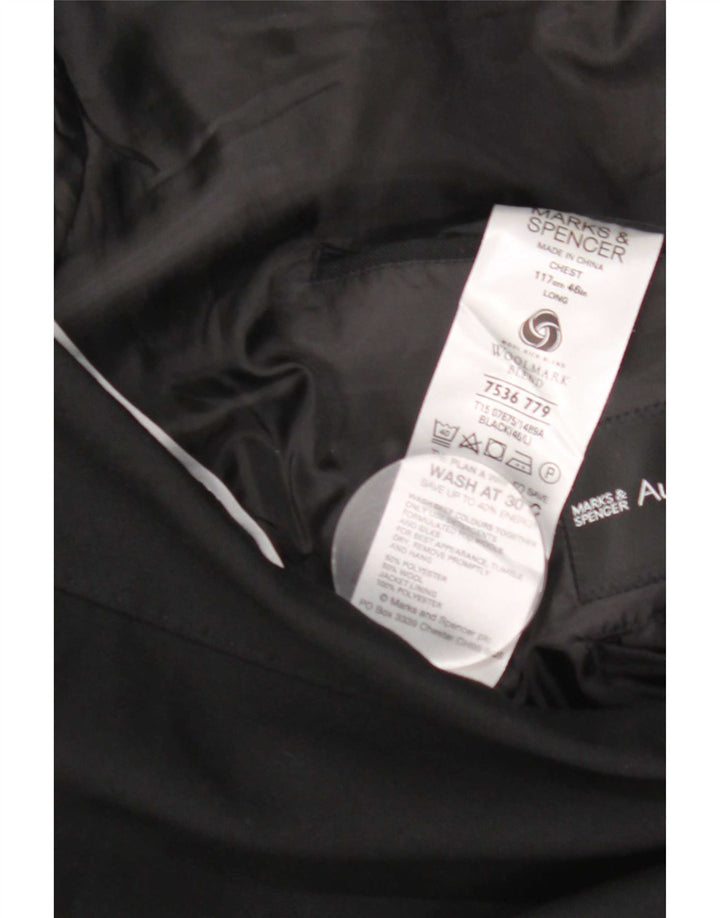 Jaqueta blazer masculina de 2 botões Marks & Spencer tamanho 46 XL preto poliéster