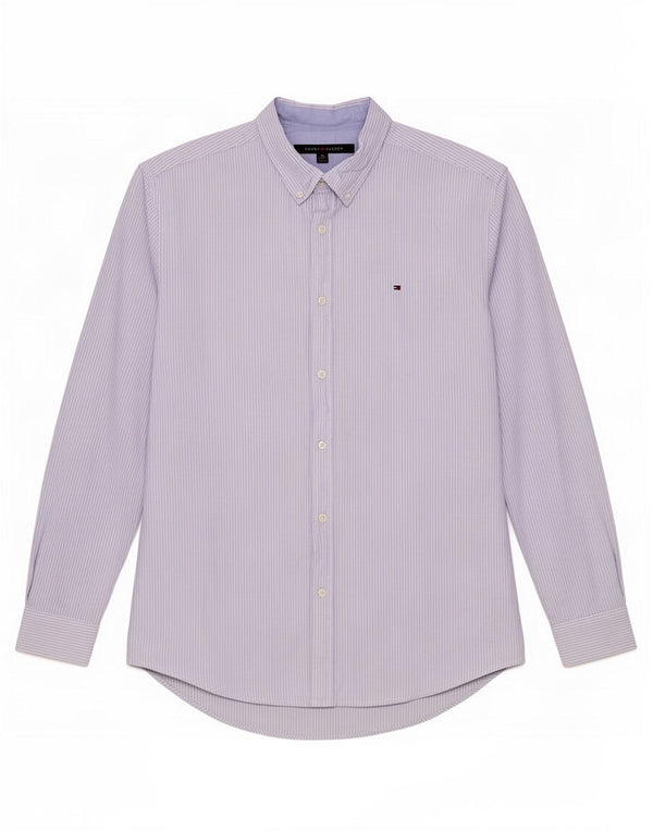 Tommy Hilfiger Camisa para hombre XL Algodón a rayas azules