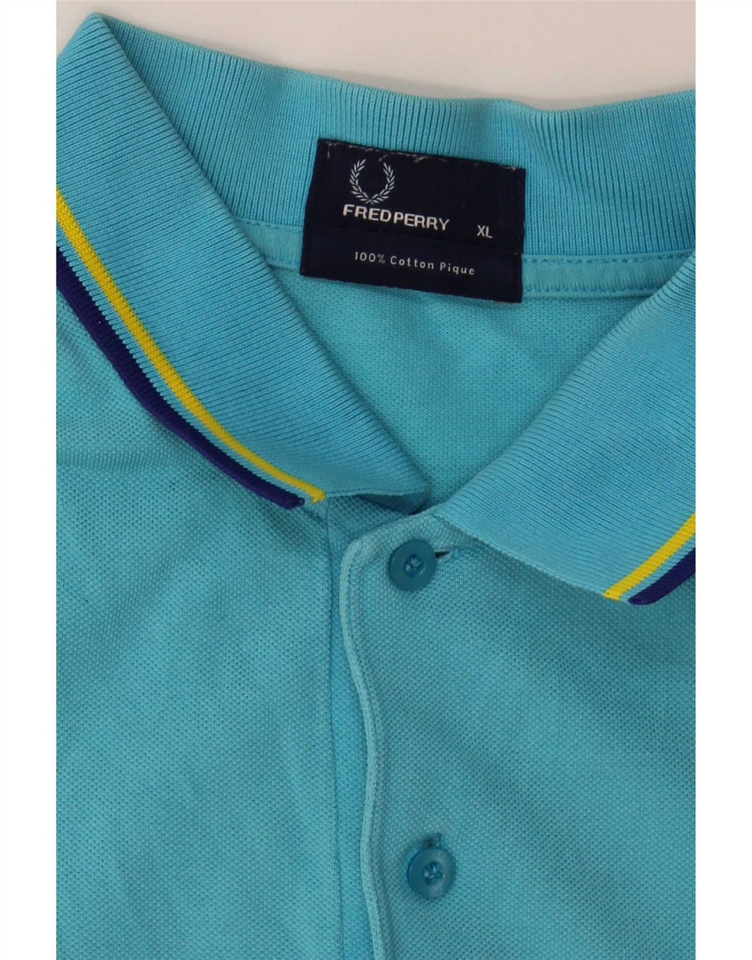 Fred Perry Mens Polo Shirt XL Blue Striped Cotton