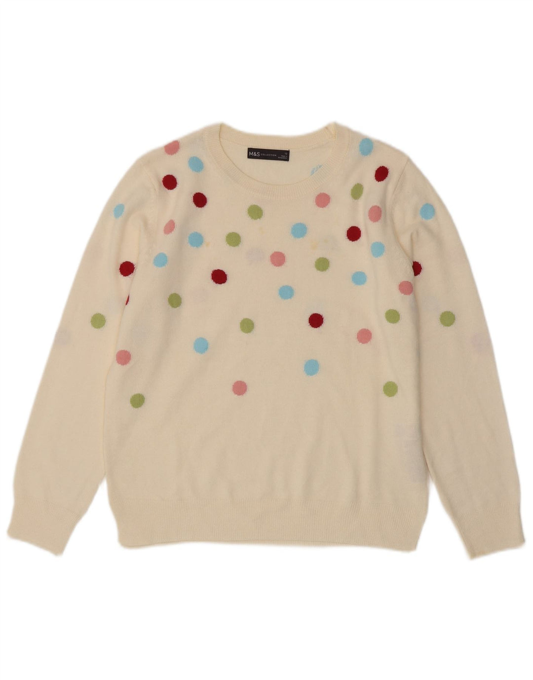 Marks & Spencer Pull à col rond pour femme UK 12 Medium Off White