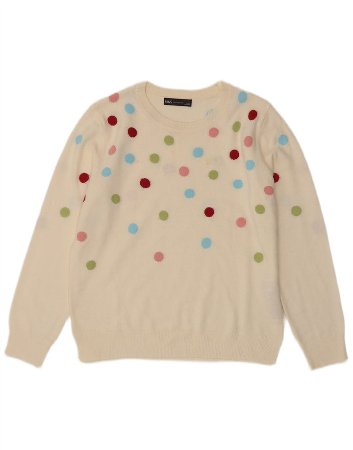 Marks & Spencer Pull à col rond pour femme UK 12 Medium Off White