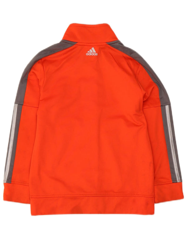 Giacca da ginnastica grafica da ragazzo Adidas 6-7 anni in poliestere a righe arancioni