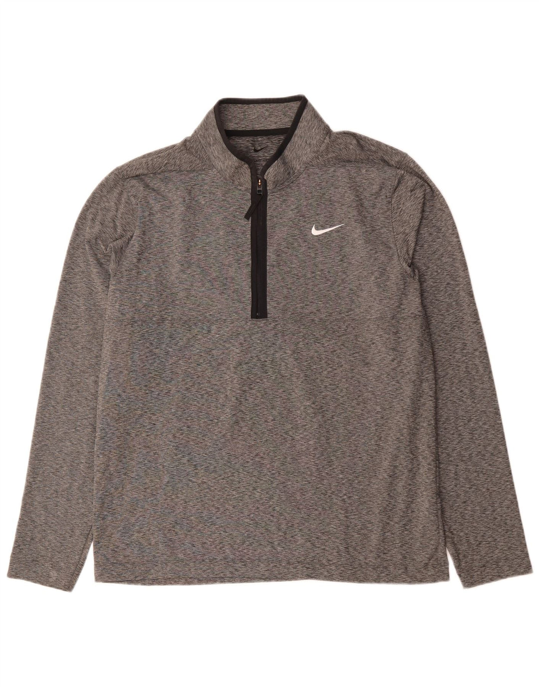 Nike Mens Dri Fit Zip Neck Pullover Tracksuit Top Large Grey Flecked