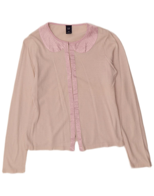 Gap Womens Crop Cardigan Sweater UK 12 Medium Pink Colourblock Bomuld