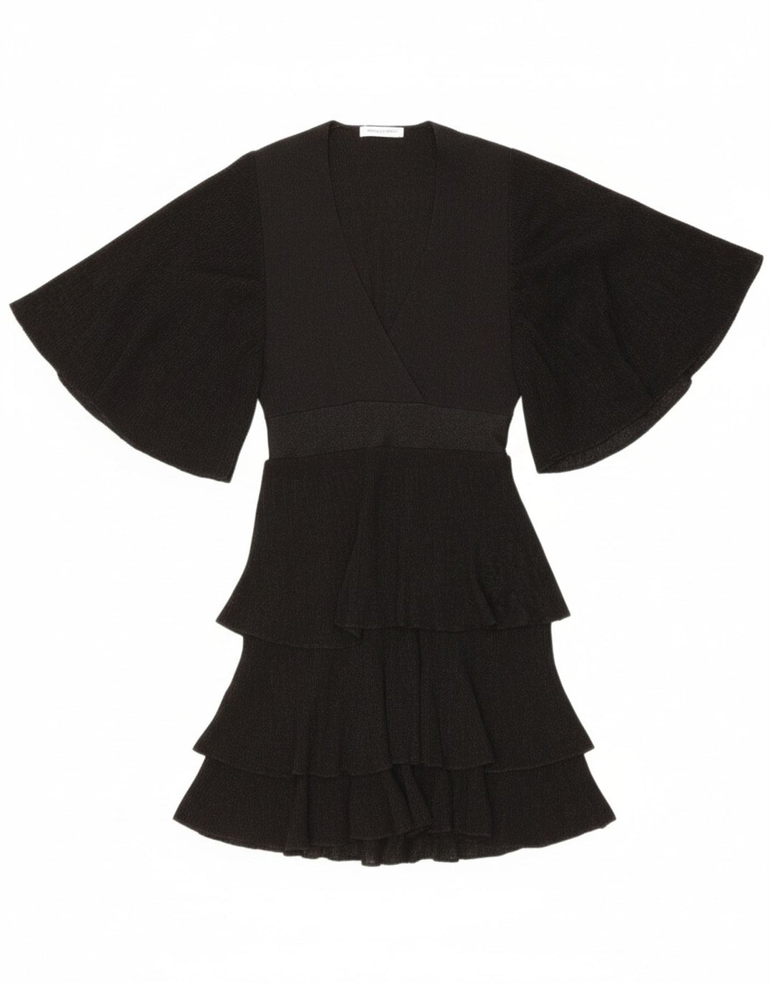 ZARA Womens Batwing Tiered Dress UK 10 Small Black Flecked Polyester Vintage Zara and Second-Hand Zara from Messina Hembry 