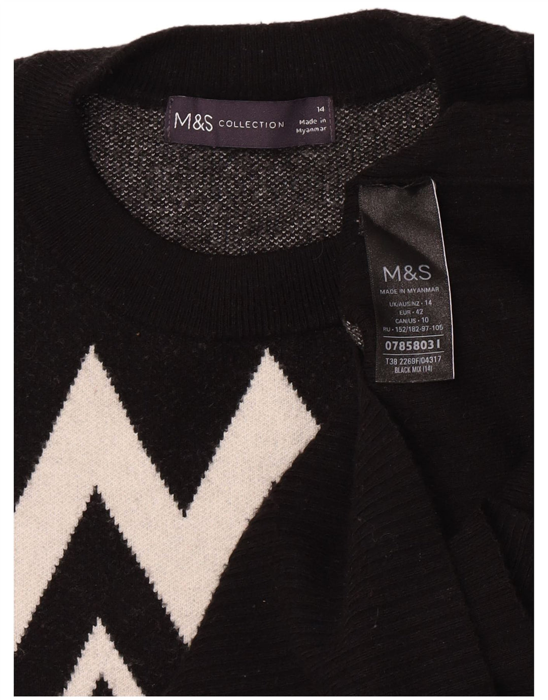 Sweter damski Marks & Spencer z okrągłym dekoltem, UK 14, średni czarny