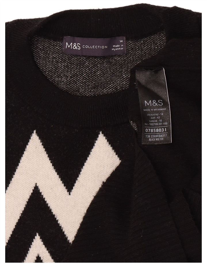 Sweter damski Marks & Spencer z okrągłym dekoltem, UK 14, średni czarny