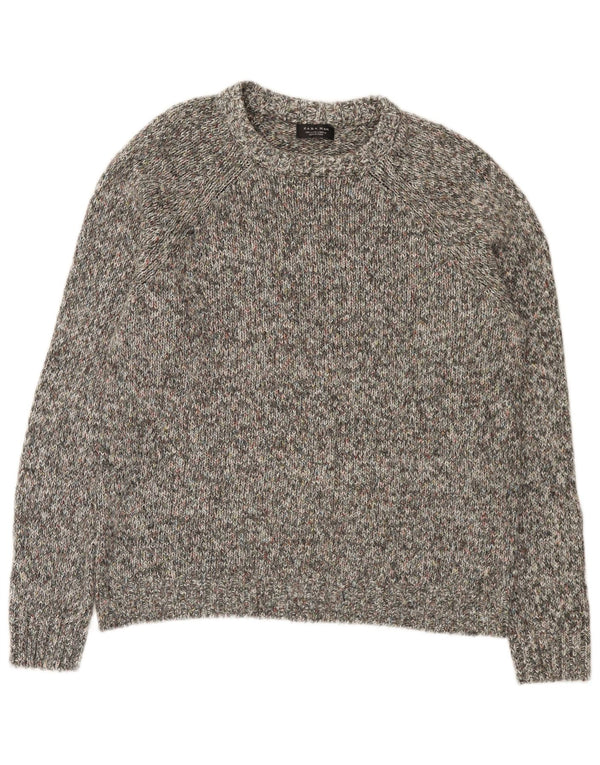 Zara Mens Boat Neck Jumper Sweater Large Grey Flecked Cotton