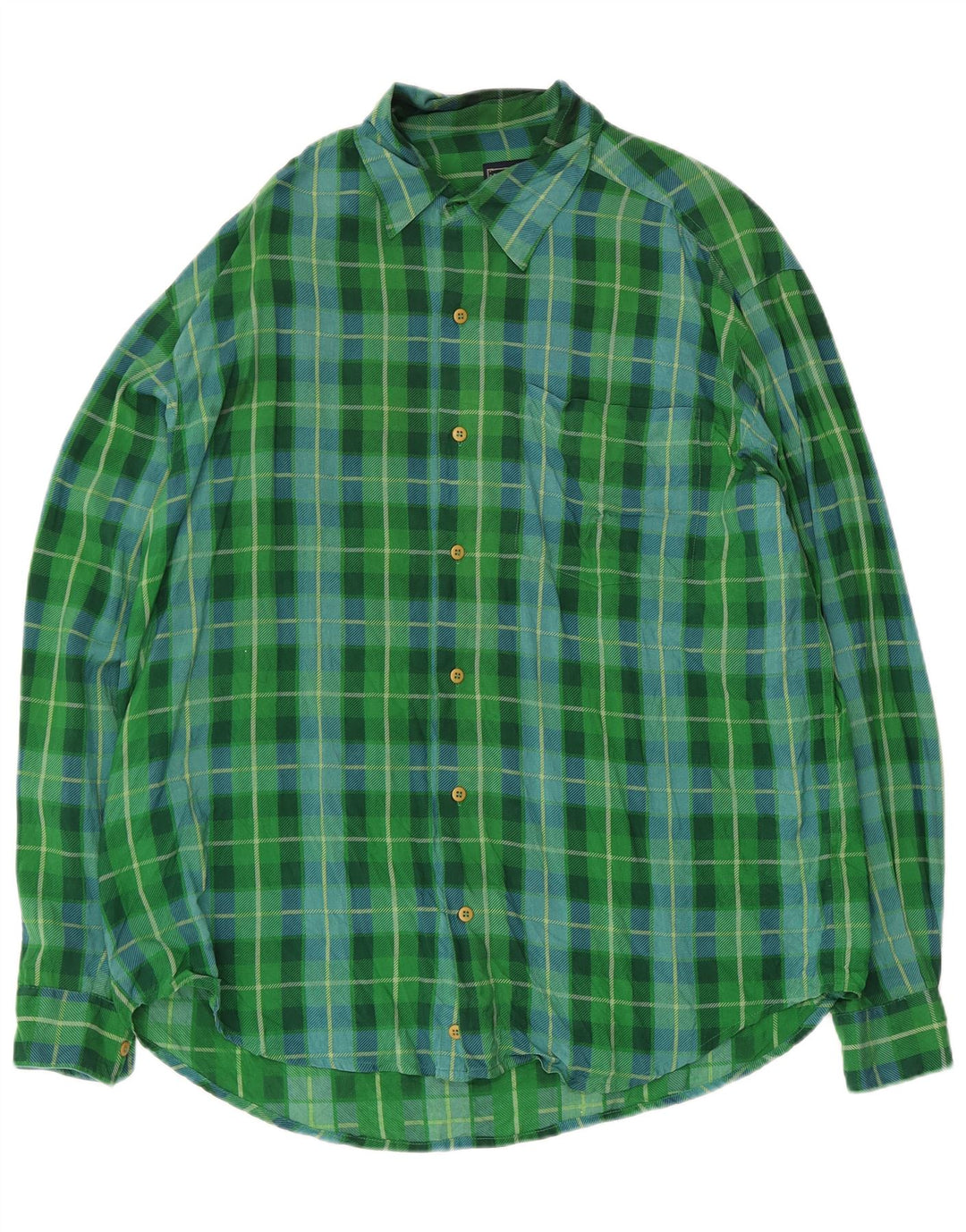 Via Ardigo Mens Shirt Medium Green Check Silk