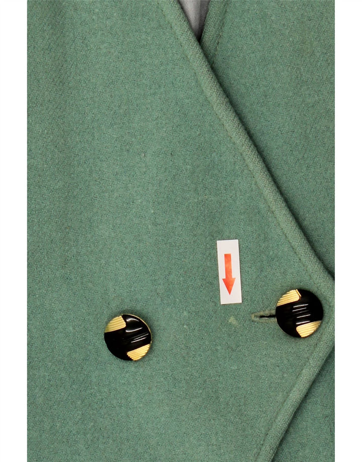 Giacca blazer doppiopetto vintage da donna con maniche a 3/4 UK 8 piccola verde