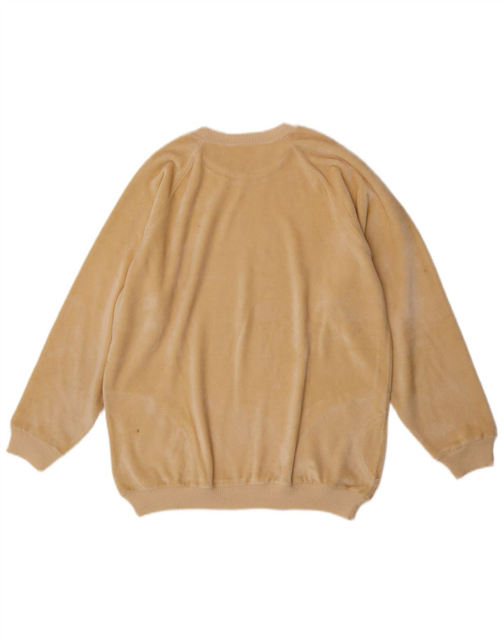Vintage Womens Velour Sweatshirt Jumper IT 50 XL Yellow
