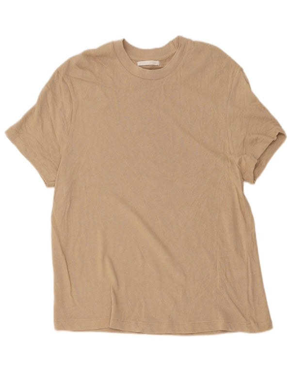 Zara Mens T-Shirt Top Medium Beige Cotton