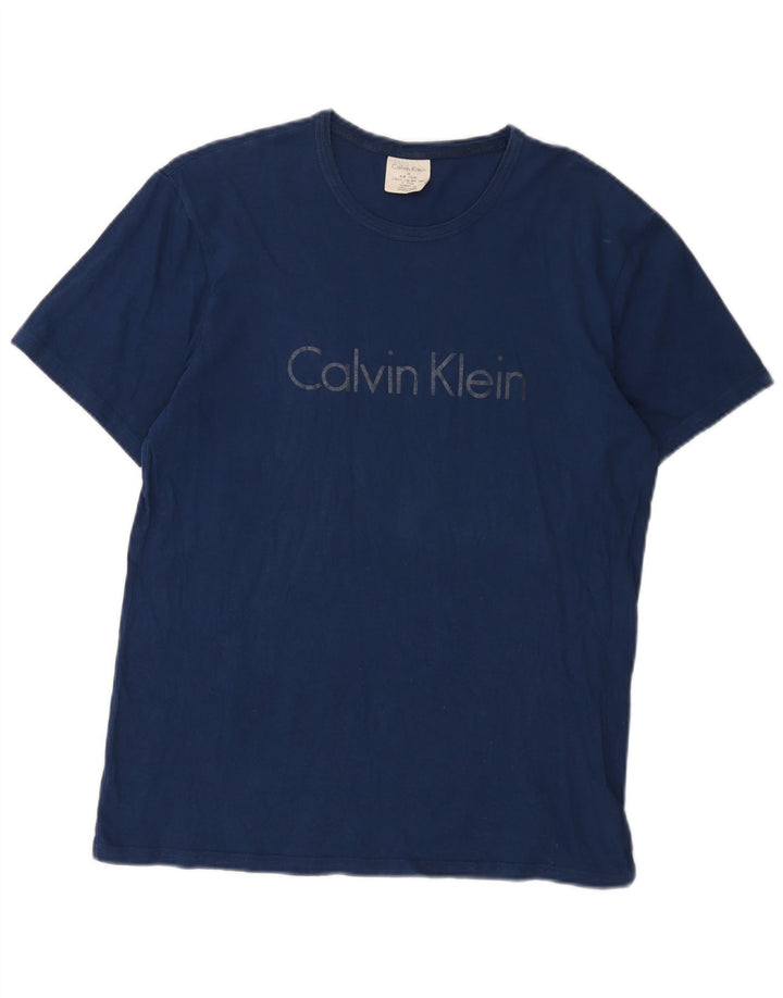 T-shirt grafica da uomo Calvin Klein Top in cotone blu navy medio