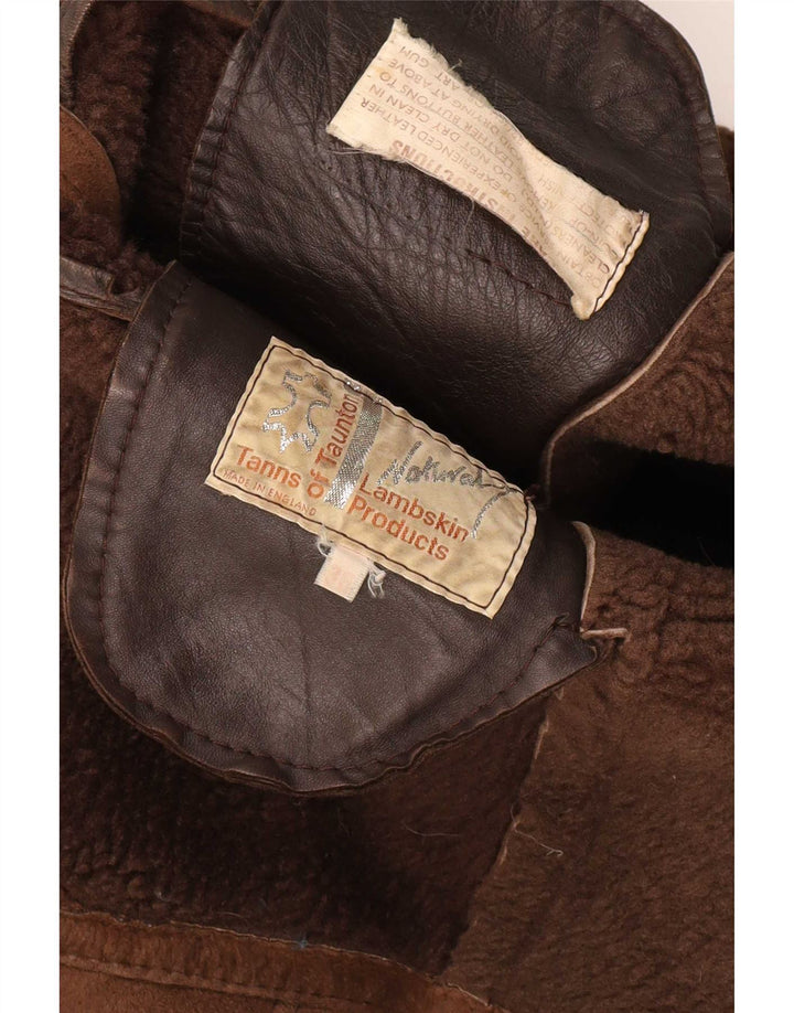 Abrigo de piel de oveja vintage para mujer EU 38 Piel de cordero marrón medio