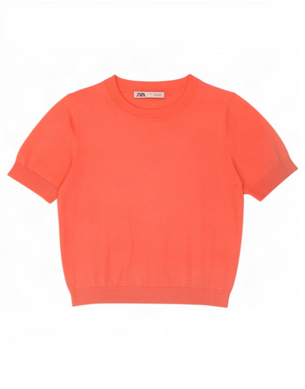 Zara Womens Crop Blouse Top UK 10 Petit Orange