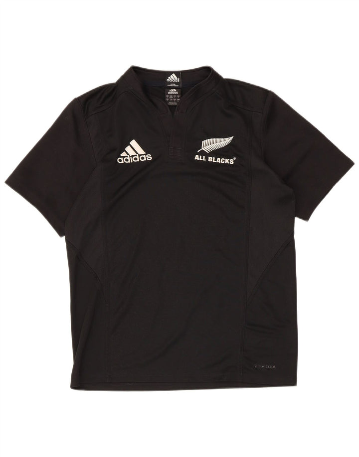 Adidas Mens All Blacks Graphic Camiseta Top Pequeño Poliéster Negro