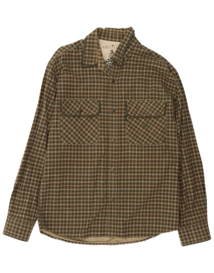 Chevalier Mens Flannel Shirt Large Green Check Cotton