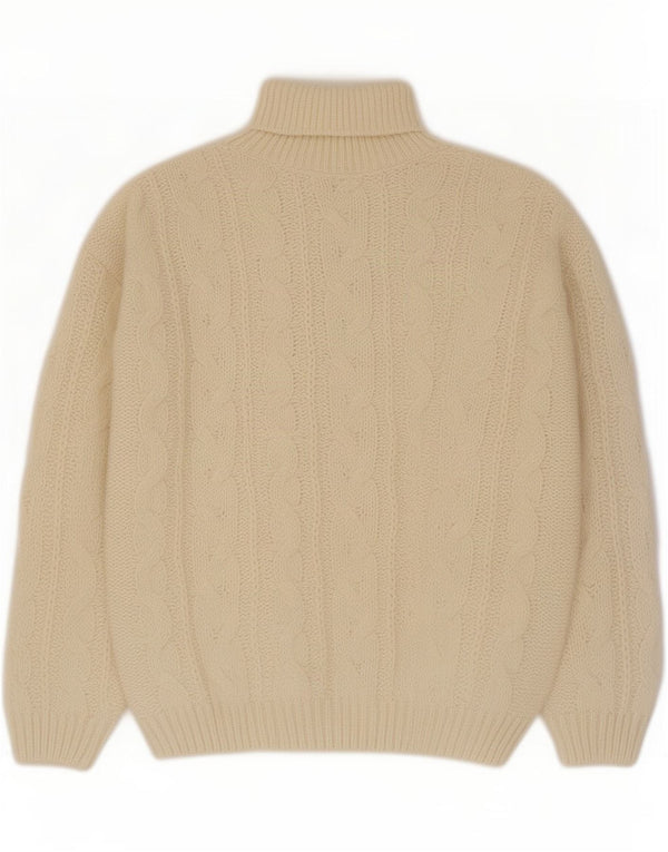 Vintage Mens Roll Neck Jumper Sweater XL Off White Polyacrylic