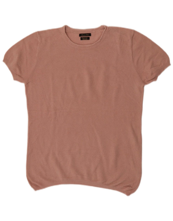 Massimo Dutti Damen Bluse Top UK 16 Große rosa Baumwolle