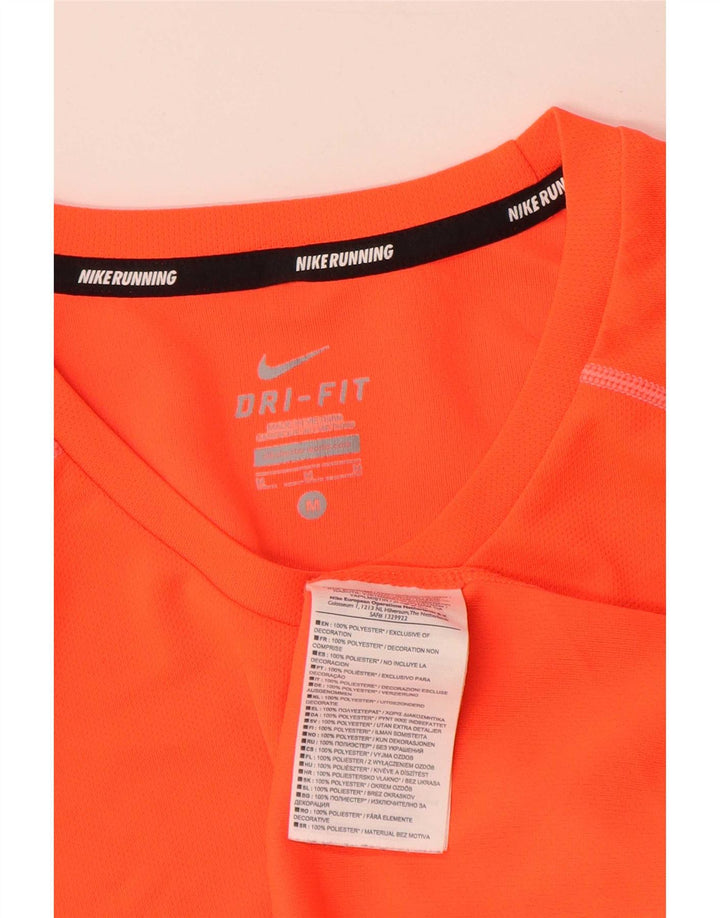 Nike Mens Dri Fit T-Shirt Top Medium Orange Colourblock Polyester