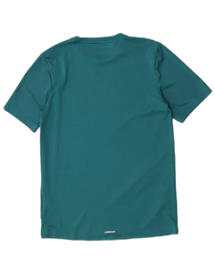 Adidas Boys Graphic T-Shirt Top 15-16 Years Green Polyester