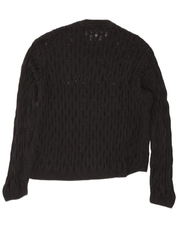 Zara Pull à col rond pour homme en coton noir Large