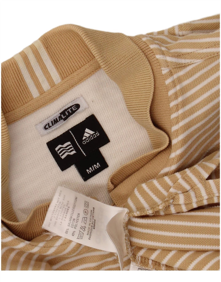 ADIDAS Mens Climalite Polo Shirt Medium Beige Striped Cotton