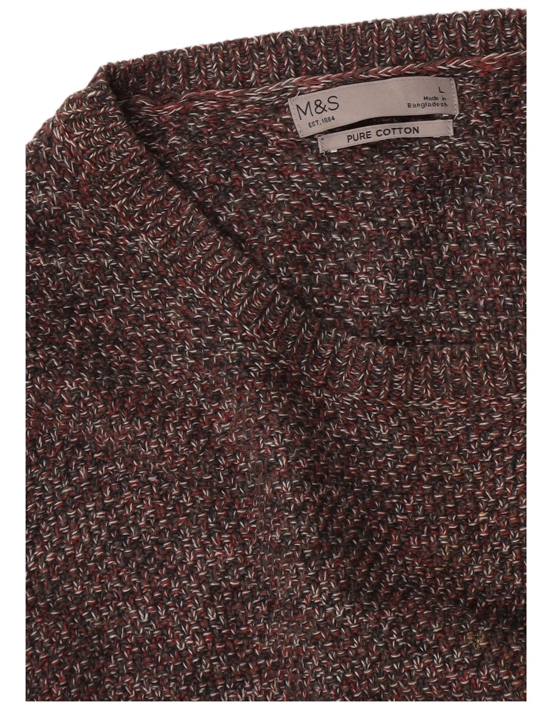 Marks & Spencer Womens Crew Neck Jumper Sweater Large Grey Flecked Cotton
