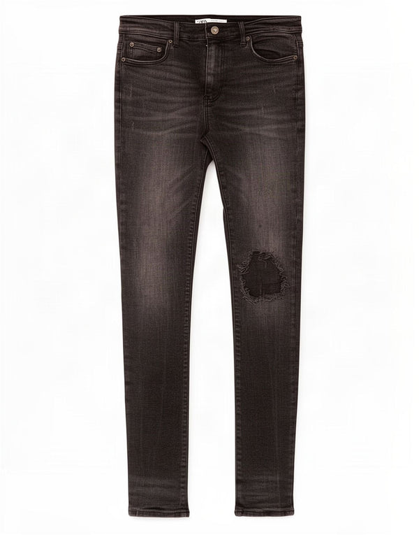 Jeans skinny effetto invecchiato da donna Zara EU 42 Large W32 L33 cotone nero