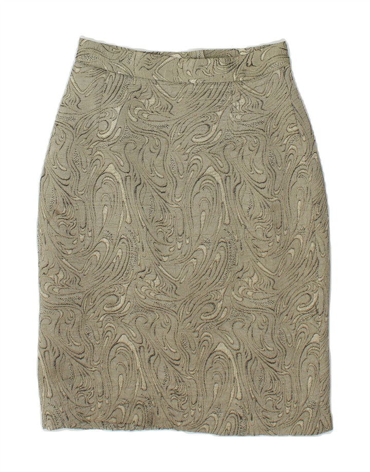 VINTAGE Womens Abstract Pattern Pencil Skirt UK 12 Medium W28  Green Vintage Vintage and Second-Hand Vintage from Messina Hembry 