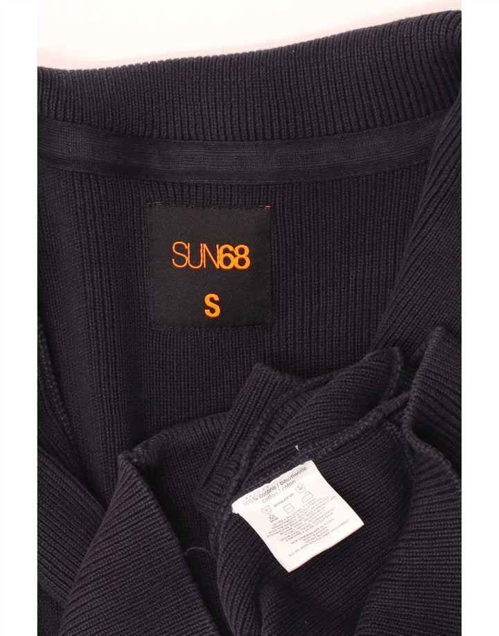 Sun68 Mens Cardigan Sweater Small Navy Blue Cotton