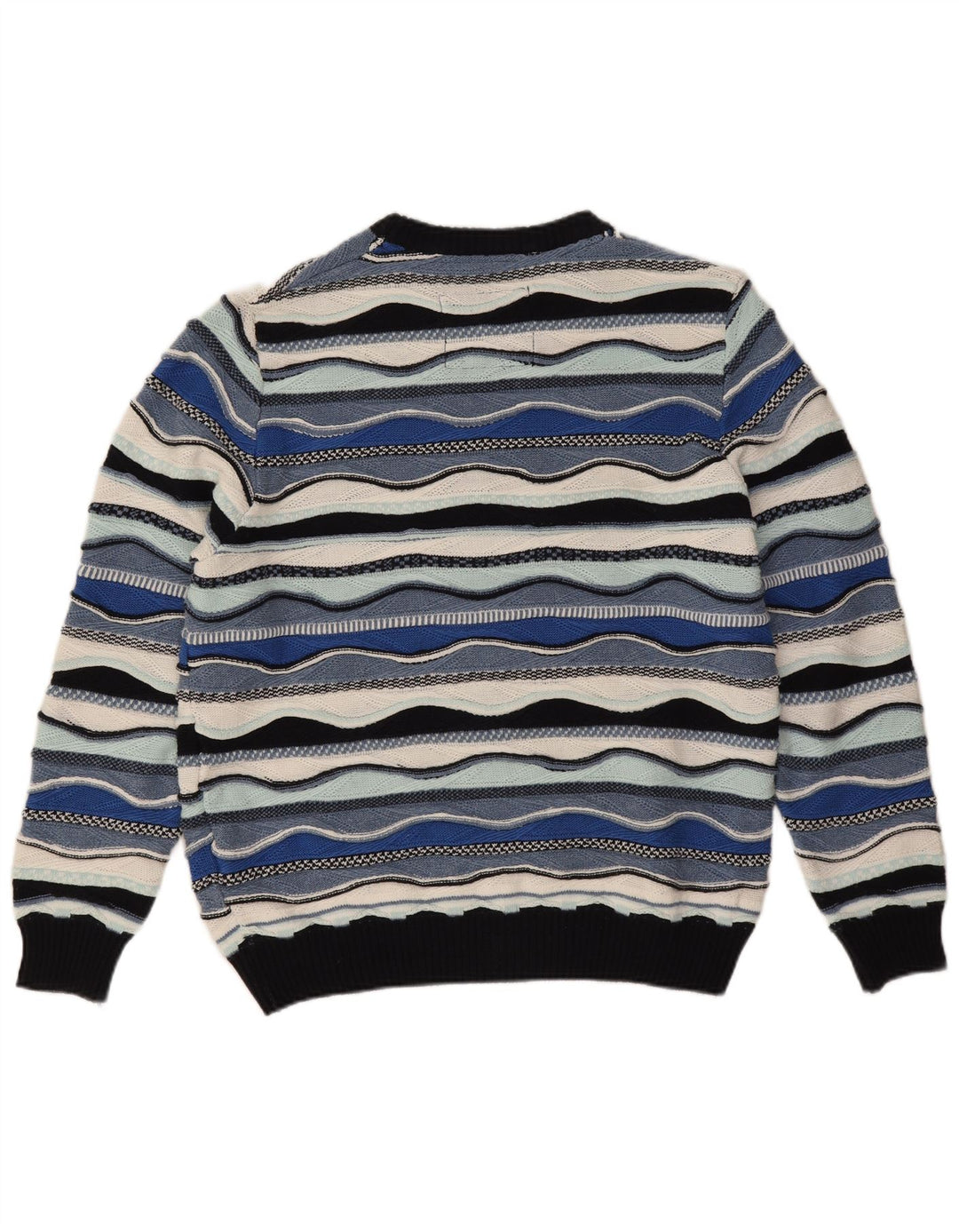 Roger Kent Mens Crew Neck Jumper Sweater EU 52 Large Blue Colourblock