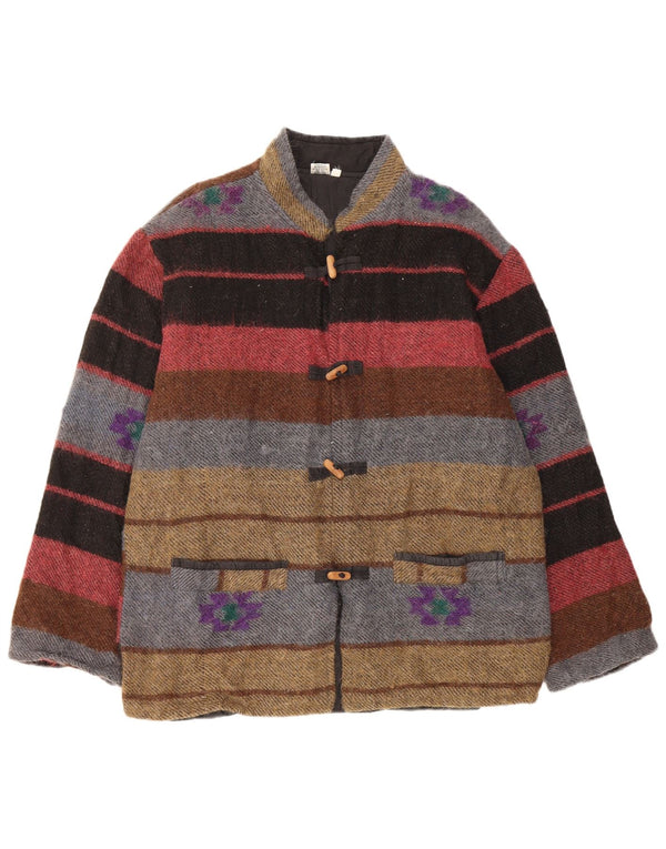 Vintage mujer bomber chaqueta Reino Unido 16 gran lana de rayas multicolores