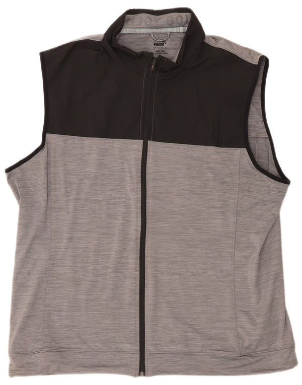Jaqueta masculina Puma sem mangas com capuz XL cinza Colourblock poliéster