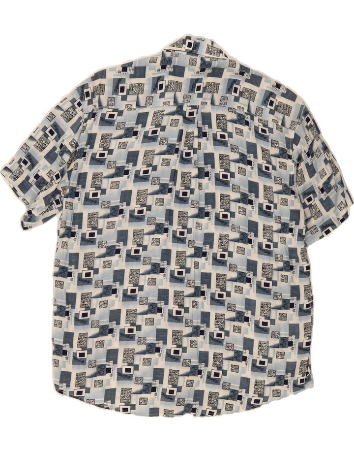 TORELLI Mens Short Sleeve Shirt Size 41/42 Large Blue Geometric Viscose Vintage Torelli and Second-Hand Torelli from Messina Hembry 