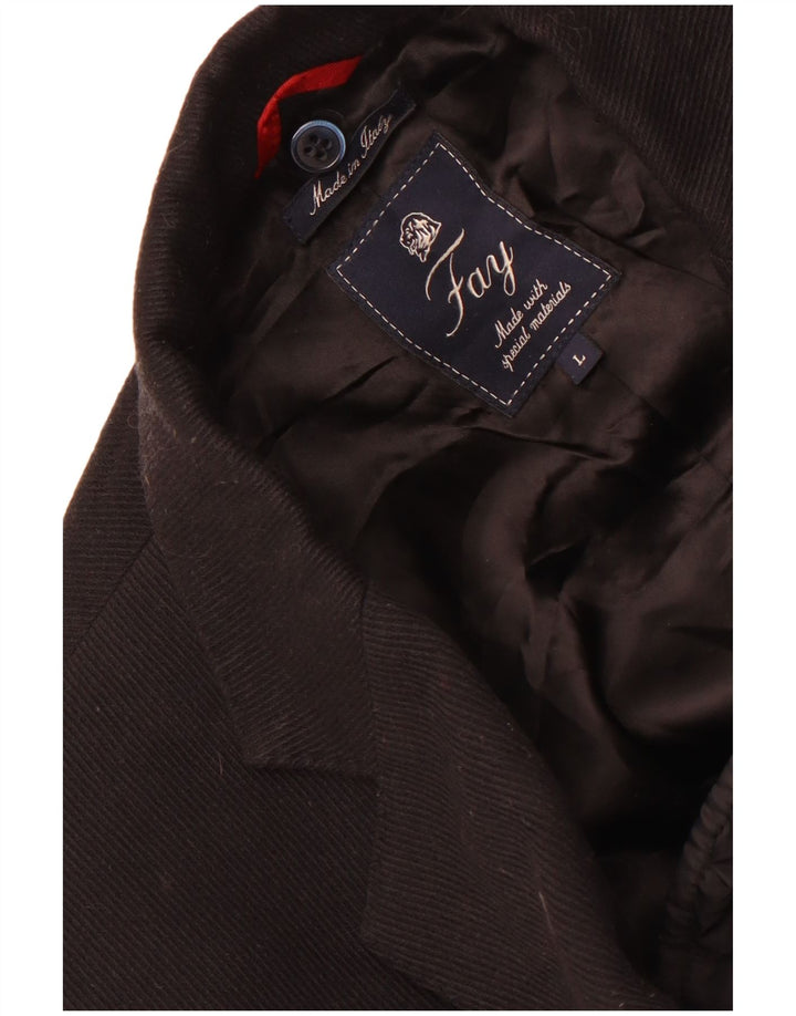 Fay Mens Corduroy Overcoat UK 40 Large Black