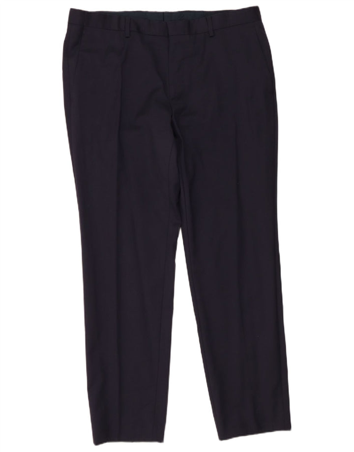 Hugo Boss Mens Slim Suit Trousers W36 L30 Navy Blue Wool